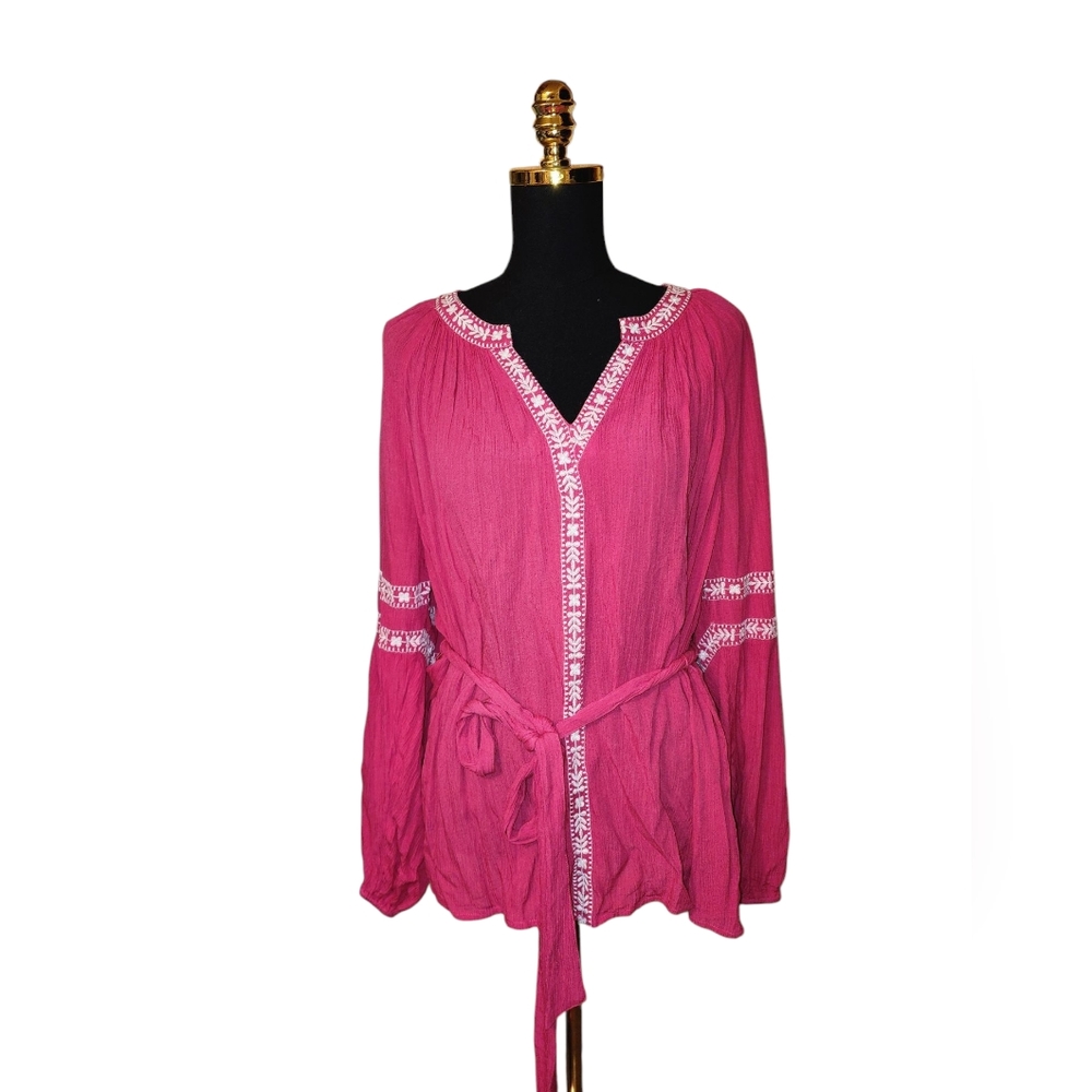 Lane Bryant Size 18 Pink Embroidered Women's Top